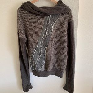 Knit Grey Hooded Sweatshirt with unique design